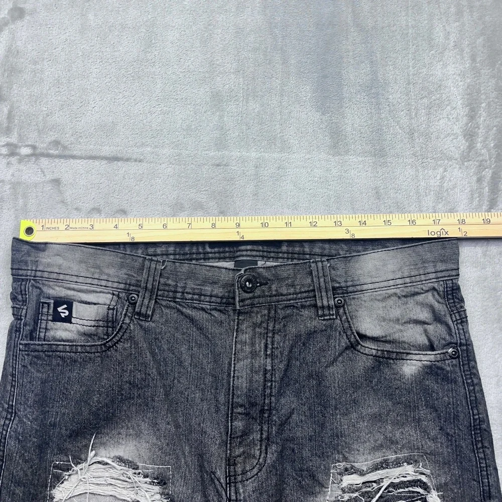 Southpole Distressed Denim Jeans Men's Sz 34 Black Gray‎ Ripped Grunge Western